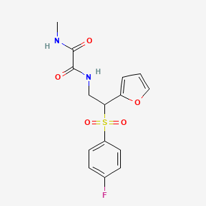 molecular formula C15H15FN2O5S B6521054 N'-[2-(4-fluorobenzenesulfonyl)-2-(furan-2-yl)ethyl]-N-methylethanediamide CAS No. 896313-01-2