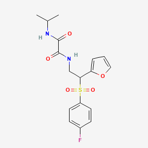 molecular formula C17H19FN2O5S B6521068 N'-[2-(4-fluorobenzenesulfonyl)-2-(furan-2-yl)ethyl]-N-(propan-2-yl)ethanediamide CAS No. 896313-15-8