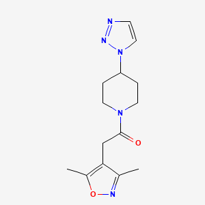 molecular formula C14H19N5O2 B6521071 2-(3,5-dimethyl-1,2-oxazol-4-yl)-1-[4-(1H-1,2,3-triazol-1-yl)piperidin-1-yl]ethan-1-one CAS No. 1788558-46-2