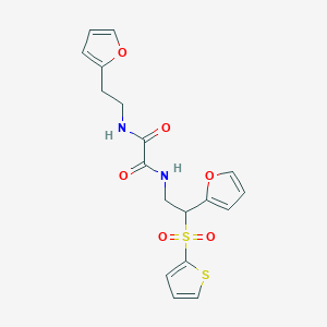 molecular formula C18H18N2O6S2 B6521118 N-[2-(furan-2-yl)-2-(thiophene-2-sulfonyl)ethyl]-N'-[2-(furan-2-yl)ethyl]ethanediamide CAS No. 896322-32-0