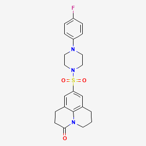 molecular formula C22H24FN3O3S B6521128 7-{[4-(4-fluorophenyl)piperazin-1-yl]sulfonyl}-1-azatricyclo[7.3.1.0^{5,13}]trideca-5,7,9(13)-trien-2-one CAS No. 896357-37-2