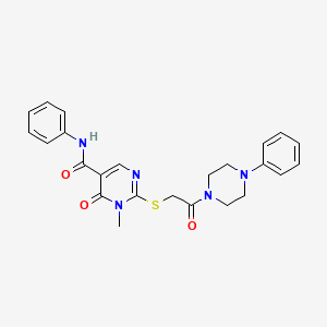 molecular formula C24H25N5O3S B6521182 1-methyl-6-oxo-2-{[2-oxo-2-(4-phenylpiperazin-1-yl)ethyl]sulfanyl}-N-phenyl-1,6-dihydropyrimidine-5-carboxamide CAS No. 894052-51-8