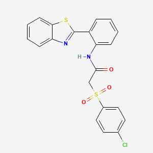 molecular formula C21H15ClN2O3S2 B6521216 N-[2-(1,3-benzothiazol-2-yl)phenyl]-2-(4-chlorobenzenesulfonyl)acetamide CAS No. 895463-58-8
