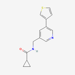 molecular formula C14H14N2OS B6521235 N-{[5-(thiophen-3-yl)pyridin-3-yl]methyl}cyclopropanecarboxamide CAS No. 1798638-11-5