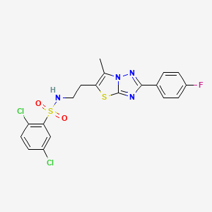 molecular formula C19H15Cl2FN4O2S2 B6521240 2,5-dichloro-N-{2-[2-(4-fluorophenyl)-6-methyl-[1,2,4]triazolo[3,2-b][1,3]thiazol-5-yl]ethyl}benzene-1-sulfonamide CAS No. 896277-93-3