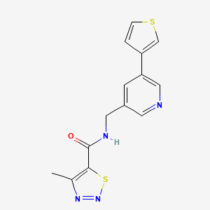 4-methyl-N-{[5-(thiophen-3-yl)pyridin-3-yl]methyl}-1,2,3-thiadiazole-5-carboxamide