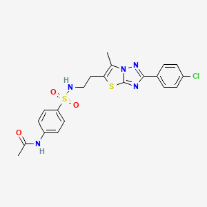 molecular formula C21H20ClN5O3S2 B6521245 N-[4-({2-[2-(4-chlorophenyl)-6-methyl-[1,2,4]triazolo[3,2-b][1,3]thiazol-5-yl]ethyl}sulfamoyl)phenyl]acetamide CAS No. 896281-54-2