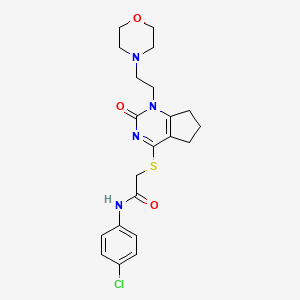 molecular formula C21H25ClN4O3S B6521271 N-(4-chlorophenyl)-2-({1-[2-(morpholin-4-yl)ethyl]-2-oxo-1H,2H,5H,6H,7H-cyclopenta[d]pyrimidin-4-yl}sulfanyl)acetamide CAS No. 946324-57-8
