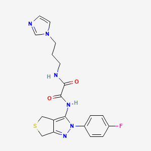 molecular formula C19H19FN6O2S B6521317 N-[2-(4-fluorophenyl)-2H,4H,6H-thieno[3,4-c]pyrazol-3-yl]-N'-[3-(1H-imidazol-1-yl)propyl]ethanediamide CAS No. 946354-03-6