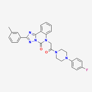molecular formula C28H25FN6O2 B6521353 6-{2-[4-(4-fluorophenyl)piperazin-1-yl]-2-oxoethyl}-2-(3-methylphenyl)-5H,6H-[1,2,4]triazolo[1,5-c]quinazolin-5-one CAS No. 951578-71-5