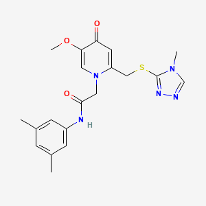 molecular formula C20H23N5O3S B6521362 N-(3,5-dimethylphenyl)-2-(5-methoxy-2-{[(4-methyl-4H-1,2,4-triazol-3-yl)sulfanyl]methyl}-4-oxo-1,4-dihydropyridin-1-yl)acetamide CAS No. 946262-18-6