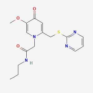 molecular formula C16H20N4O3S B6521369 2-{5-methoxy-4-oxo-2-[(pyrimidin-2-ylsulfanyl)methyl]-1,4-dihydropyridin-1-yl}-N-propylacetamide CAS No. 920408-63-5