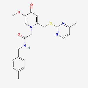 molecular formula C22H24N4O3S B6521388 2-(5-methoxy-2-{[(4-methylpyrimidin-2-yl)sulfanyl]methyl}-4-oxo-1,4-dihydropyridin-1-yl)-N-[(4-methylphenyl)methyl]acetamide CAS No. 920341-39-5