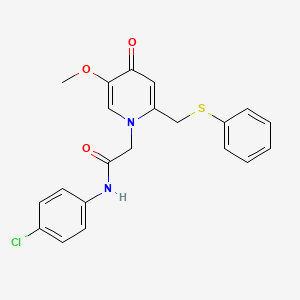 molecular formula C21H19ClN2O3S B6521426 N-(4-chlorophenyl)-2-{5-methoxy-4-oxo-2-[(phenylsulfanyl)methyl]-1,4-dihydropyridin-1-yl}acetamide CAS No. 920342-75-2