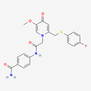 molecular formula C22H20FN3O4S B6521464 4-[2-(2-{[(4-fluorophenyl)sulfanyl]methyl}-5-methoxy-4-oxo-1,4-dihydropyridin-1-yl)acetamido]benzamide CAS No. 946344-07-6