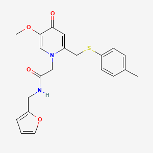 molecular formula C21H22N2O4S B6521472 N-[(furan-2-yl)methyl]-2-(5-methoxy-2-{[(4-methylphenyl)sulfanyl]methyl}-4-oxo-1,4-dihydropyridin-1-yl)acetamide CAS No. 946228-93-9