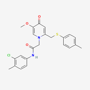 molecular formula C23H23ClN2O3S B6521482 N-(3-chloro-4-methylphenyl)-2-(5-methoxy-2-{[(4-methylphenyl)sulfanyl]methyl}-4-oxo-1,4-dihydropyridin-1-yl)acetamide CAS No. 946339-34-0