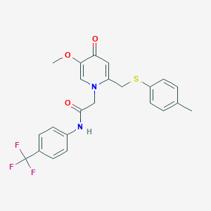 molecular formula C23H21F3N2O3S B6521489 2-(5-methoxy-2-{[(4-methylphenyl)sulfanyl]methyl}-4-oxo-1,4-dihydropyridin-1-yl)-N-[4-(trifluoromethyl)phenyl]acetamide CAS No. 946339-38-4
