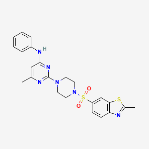 molecular formula C23H24N6O2S2 B6521517 6-methyl-2-{4-[(2-methyl-1,3-benzothiazol-6-yl)sulfonyl]piperazin-1-yl}-N-phenylpyrimidin-4-amine CAS No. 933253-66-8