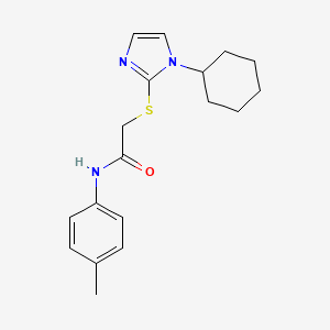 molecular formula C18H23N3OS B6521549 2-[(1-cyclohexyl-1H-imidazol-2-yl)sulfanyl]-N-(4-methylphenyl)acetamide CAS No. 946367-56-2