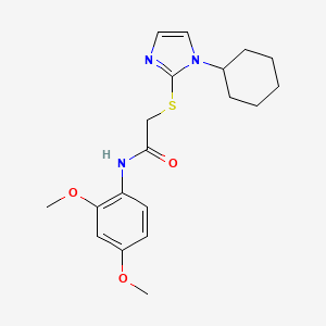 molecular formula C19H25N3O3S B6521573 2-[(1-cyclohexyl-1H-imidazol-2-yl)sulfanyl]-N-(2,4-dimethoxyphenyl)acetamide CAS No. 946264-22-8