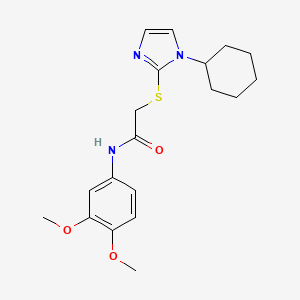molecular formula C19H25N3O3S B6521579 2-[(1-cyclohexyl-1H-imidazol-2-yl)sulfanyl]-N-(3,4-dimethoxyphenyl)acetamide CAS No. 946202-24-0