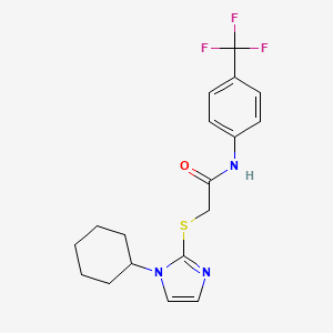 molecular formula C18H20F3N3OS B6521591 2-[(1-cyclohexyl-1H-imidazol-2-yl)sulfanyl]-N-[4-(trifluoromethyl)phenyl]acetamide CAS No. 946202-29-5