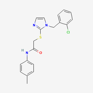 molecular formula C19H18ClN3OS B6521609 2-({1-[(2-chlorophenyl)methyl]-1H-imidazol-2-yl}sulfanyl)-N-(4-methylphenyl)acetamide CAS No. 946264-40-0