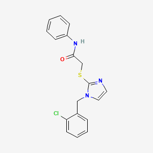 molecular formula C18H16ClN3OS B6521615 2-({1-[(2-chlorophenyl)methyl]-1H-imidazol-2-yl}sulfanyl)-N-phenylacetamide CAS No. 946367-87-9