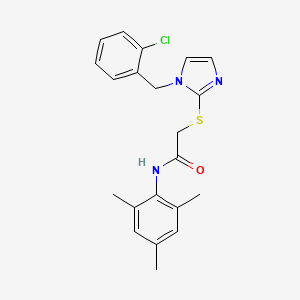 molecular formula C21H22ClN3OS B6521620 2-({1-[(2-chlorophenyl)methyl]-1H-imidazol-2-yl}sulfanyl)-N-(2,4,6-trimethylphenyl)acetamide CAS No. 946367-94-8