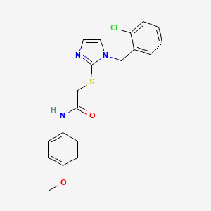 molecular formula C19H18ClN3O2S B6521635 2-({1-[(2-chlorophenyl)methyl]-1H-imidazol-2-yl}sulfanyl)-N-(4-methoxyphenyl)acetamide CAS No. 946264-49-9