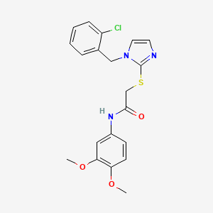 molecular formula C20H20ClN3O3S B6521666 2-({1-[(2-chlorophenyl)methyl]-1H-imidazol-2-yl}sulfanyl)-N-(3,4-dimethoxyphenyl)acetamide CAS No. 946264-53-5