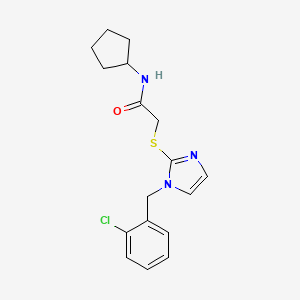 molecular formula C17H20ClN3OS B6521671 2-({1-[(2-chlorophenyl)methyl]-1H-imidazol-2-yl}sulfanyl)-N-cyclopentylacetamide CAS No. 946264-65-9