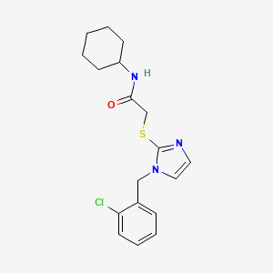 molecular formula C18H22ClN3OS B6521673 2-({1-[(2-chlorophenyl)methyl]-1H-imidazol-2-yl}sulfanyl)-N-cyclohexylacetamide CAS No. 946202-78-4