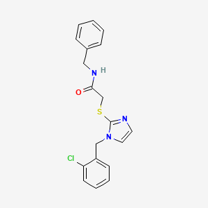 molecular formula C19H18ClN3OS B6521677 N-benzyl-2-({1-[(2-chlorophenyl)methyl]-1H-imidazol-2-yl}sulfanyl)acetamide CAS No. 946320-34-9