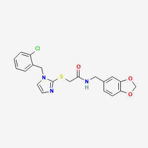 molecular formula C20H18ClN3O3S B6521682 N-[(2H-1,3-benzodioxol-5-yl)methyl]-2-({1-[(2-chlorophenyl)methyl]-1H-imidazol-2-yl}sulfanyl)acetamide CAS No. 946264-69-3