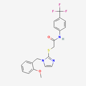 molecular formula C20H18F3N3O2S B6521713 2-({1-[(2-methoxyphenyl)methyl]-1H-imidazol-2-yl}sulfanyl)-N-[4-(trifluoromethyl)phenyl]acetamide CAS No. 946203-06-1
