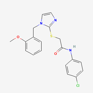 molecular formula C19H18ClN3O2S B6521730 N-(4-chlorophenyl)-2-({1-[(2-methoxyphenyl)methyl]-1H-imidazol-2-yl}sulfanyl)acetamide CAS No. 946368-61-2
