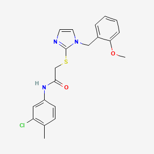 molecular formula C20H20ClN3O2S B6521736 N-(3-chloro-4-methylphenyl)-2-({1-[(2-methoxyphenyl)methyl]-1H-imidazol-2-yl}sulfanyl)acetamide CAS No. 946368-64-5