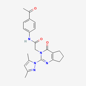 molecular formula C22H23N5O3 B6521743 N-(4-acetylphenyl)-2-[2-(3,5-dimethyl-1H-pyrazol-1-yl)-4-oxo-3H,4H,5H,6H,7H-cyclopenta[d]pyrimidin-3-yl]acetamide CAS No. 1006860-51-0