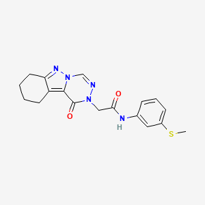 molecular formula C18H19N5O2S B6521748 N-[3-(methylsulfanyl)phenyl]-2-{1-oxo-1H,2H,7H,8H,9H,10H-[1,2,4]triazino[4,5-b]indazol-2-yl}acetamide CAS No. 951536-79-1