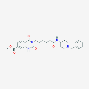 molecular formula C28H34N4O5 B6521828 methyl 3-{5-[(1-benzylpiperidin-4-yl)carbamoyl]pentyl}-2,4-dioxo-1,2,3,4-tetrahydroquinazoline-7-carboxylate CAS No. 896385-81-2