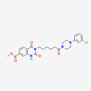 molecular formula C26H29ClN4O5 B6521829 methyl 3-{6-[4-(3-chlorophenyl)piperazin-1-yl]-6-oxohexyl}-2,4-dioxo-1,2,3,4-tetrahydroquinazoline-7-carboxylate CAS No. 896386-89-3