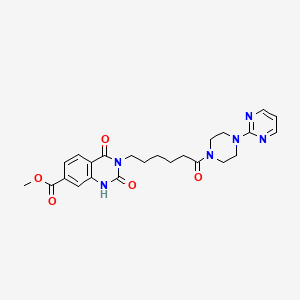 molecular formula C24H28N6O5 B6521852 methyl 2,4-dioxo-3-{6-oxo-6-[4-(pyrimidin-2-yl)piperazin-1-yl]hexyl}-1,2,3,4-tetrahydroquinazoline-7-carboxylate CAS No. 896371-34-9