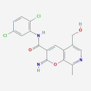 molecular formula C17H13Cl2N3O3 B6521898 N-(2,5-dichlorophenyl)-5-(hydroxymethyl)-2-imino-8-methyl-2H-pyrano[2,3-c]pyridine-3-carboxamide CAS No. 443116-56-1