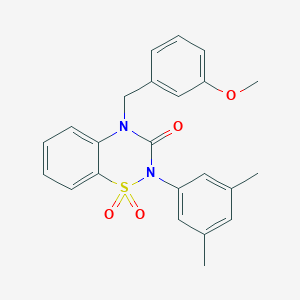 molecular formula C23H22N2O4S B6521932 2-(3,5-dimethylphenyl)-4-[(3-methoxyphenyl)methyl]-3,4-dihydro-2H-1lambda6,2,4-benzothiadiazine-1,1,3-trione CAS No. 896681-38-2