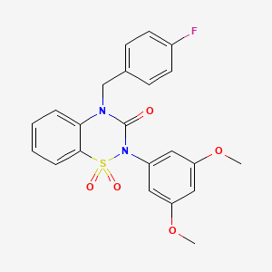 molecular formula C22H19FN2O5S B6521935 2-(3,5-dimethoxyphenyl)-4-[(4-fluorophenyl)methyl]-3,4-dihydro-2H-1??,2,4-benzothiadiazine-1,1,3-trione CAS No. 951459-97-5