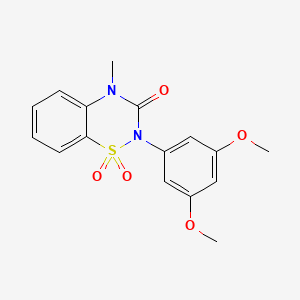 molecular formula C16H16N2O5S B6521943 2-(3,5-dimethoxyphenyl)-4-methyl-3,4-dihydro-2H-1lambda6,2,4-benzothiadiazine-1,1,3-trione CAS No. 951540-35-5