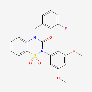 molecular formula C22H19FN2O5S B6521949 2-(3,5-dimethoxyphenyl)-4-[(3-fluorophenyl)methyl]-3,4-dihydro-2H-1??,2,4-benzothiadiazine-1,1,3-trione CAS No. 950451-73-7