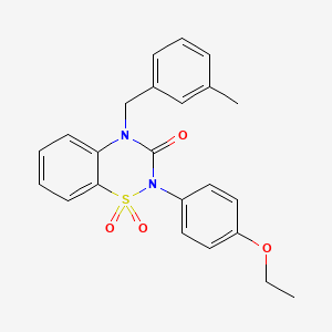 molecular formula C23H22N2O4S B6521956 2-(3,4-dimethylphenyl)-4-[(3-methylphenyl)methyl]-3,4-dihydro-2H-1??,2,4-benzothiadiazine-1,1,3-trione CAS No. 933212-61-4